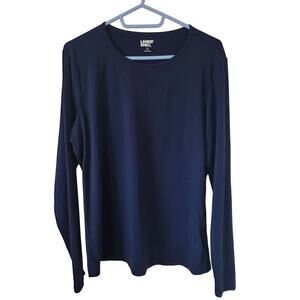 Lands End Womens Rash Guard Swim Top Size Medium Navy Blue Beach Vacation